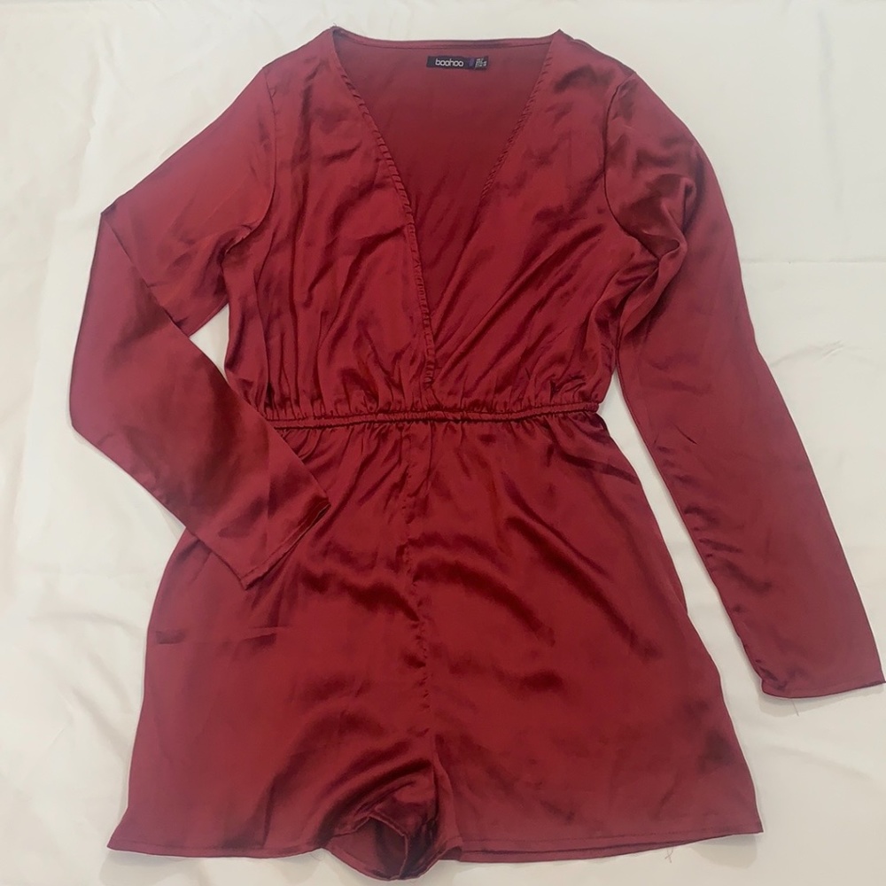 Boohoo Red Shorts Romper sz 8